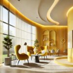 curved yellow interior design